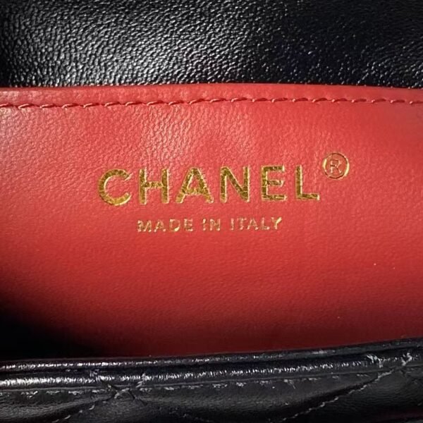 Chanel 24A AS4992 Mini Shiny Lambskin Flap Bag With Top Handle Black