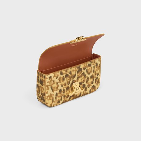 CHAIN SHOULDER BAG CLAUDE IN TRIOMPHE CANVAS WITH LEOPARD PRINT LEOPARD