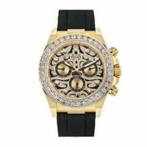 rolex-daytona-eye-of-the-tiger-yellow-gold-diamond-bezel-black-rubber-replica-watch