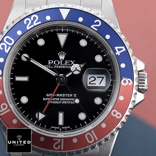 Rolex GMT-Master II 116719BLRO "Pepsi" Supreme Replica Edition rolex gmt master II pepsi black dial amp redblue ceramic bezel oyster man left Rolex GMT-Master Pepsi 116719BLRO-0001 Black Dial Replica Close View